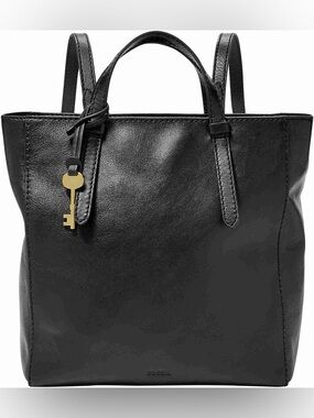 Fossil Camilla Convertible Black Leather Backpack & Tote